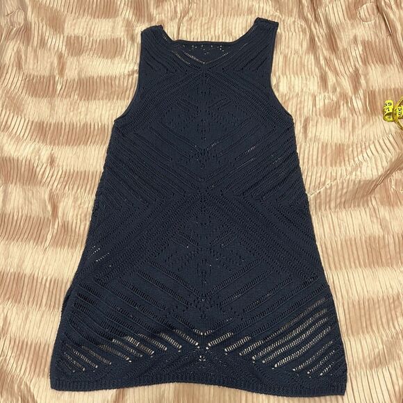 Rewind Size Small Navy Blue Sheer Knit Tank Dress - Picture 4 of 6